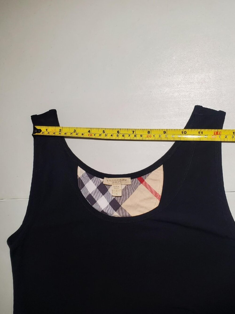 Burberry Brit Black Tank With Plaid Trim Sz L Women's - Shipping incl - Picture 14 of 16